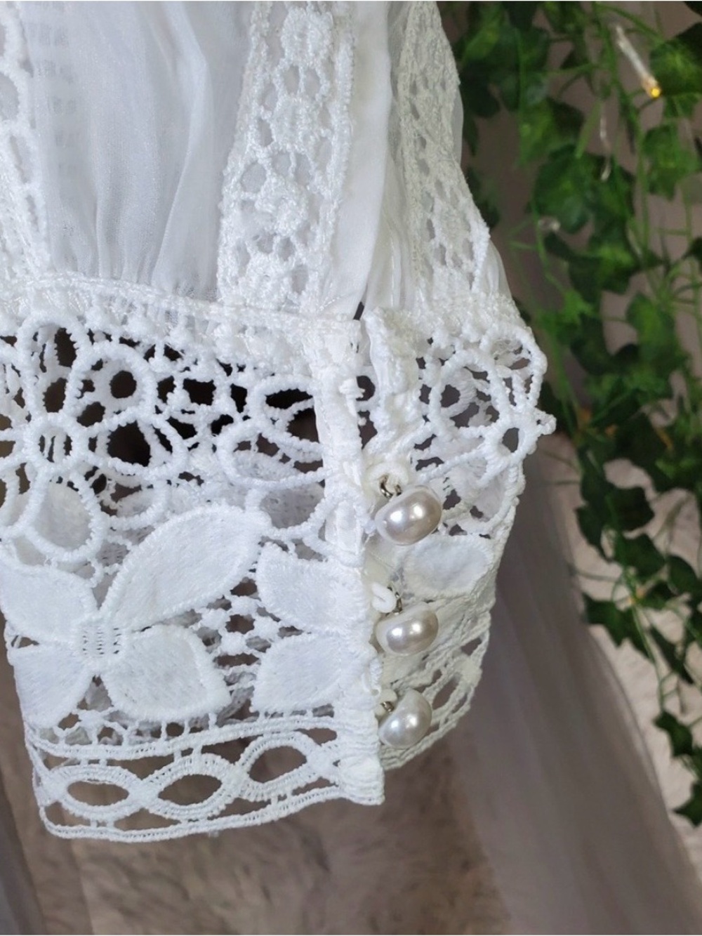 Commense White Crochet Lace Maxi set Long Sleeves - Picture 6 of 9
